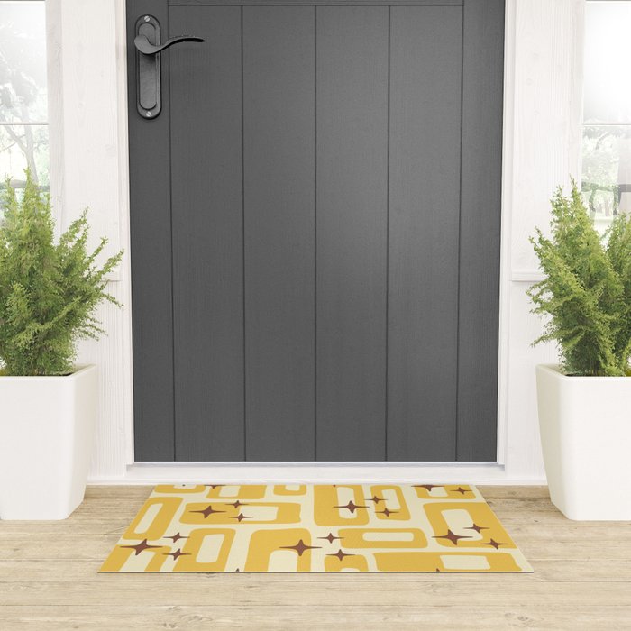 Retro Mid Century Modern Abstract Pattern 577 Yellow Brown Welcome Mat Gallery Image 3