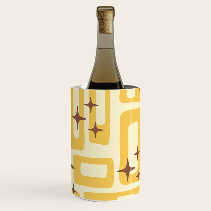 Retro Mid Century Modern Abstract Pattern 577 Yellow Brown Wine Chiller Gallery Image 3