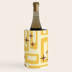 Retro Mid Century Modern Abstract Pattern 577 Yellow Brown Wine Chiller Gallery Image 3