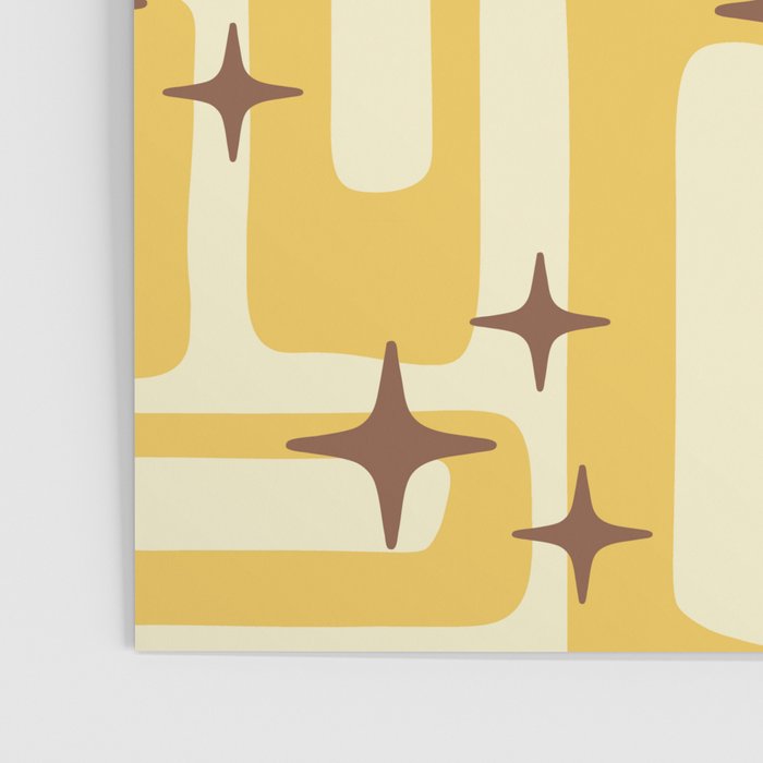 Retro Mid Century Modern Abstract Pattern 577 Yellow Brown Poster Gallery Image 3