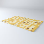 Retro Mid Century Modern Abstract Pattern 577 Yellow Brown Rug Gallery Image 3