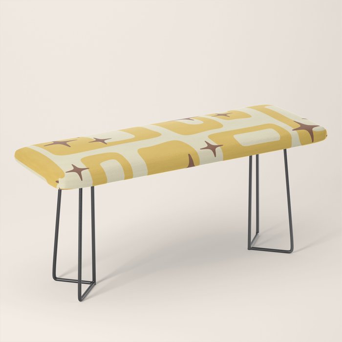 Retro Mid Century Modern Abstract Pattern 577 Yellow Brown Bench Gallery Image 1