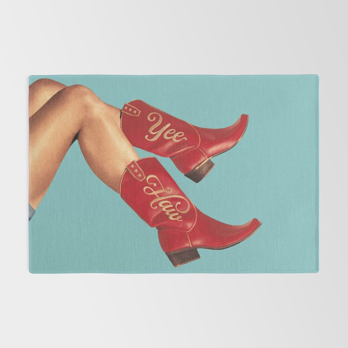 These Boots - Yee haw Cherry Red n Blue Rug Gallery Image 2