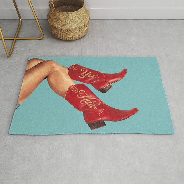 These Boots - Yee haw Cherry Red n Blue Rug Gallery Image 1