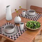 Pink and Black Checkered Checkerboard Check Pattern Placemat Gallery Image 2