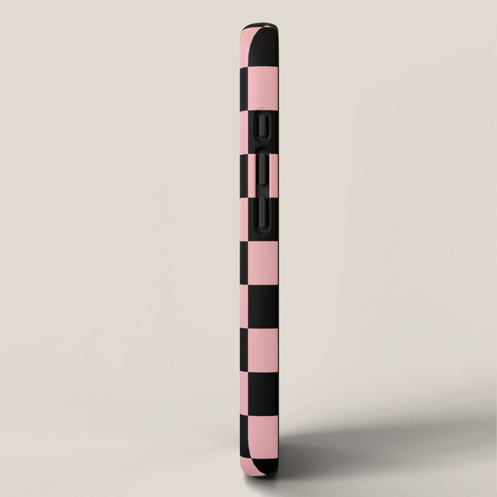 Pink and Black Checkered Checkerboard Check Pattern iPhone Case Gallery Image 2