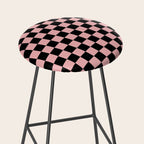 Pink and Black Checkered Checkerboard Check Pattern Stool Gallery Image 2