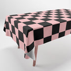 Pink and Black Checkered Checkerboard Check Pattern Tablecloth Gallery Image 1