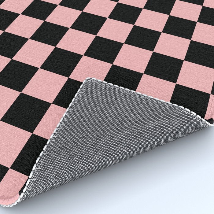 Pink and Black Checkered Checkerboard Check Pattern Rug Gallery Image 4