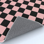 Pink and Black Checkered Checkerboard Check Pattern Rug Gallery Image 4