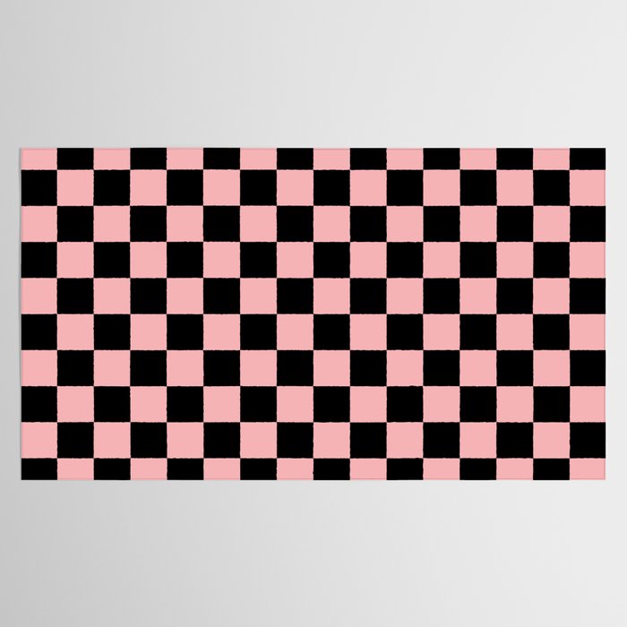 Pink and Black Checkered Checkerboard Check Pattern Tablecloth Gallery Image 2