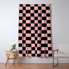 Pink and Black Checkered Checkerboard Check Pattern Window Curtain Gallery Image 5
