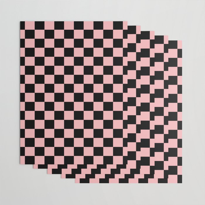 Pink and Black Checkered Checkerboard Check Pattern Wrapping Paper Gallery Image 3