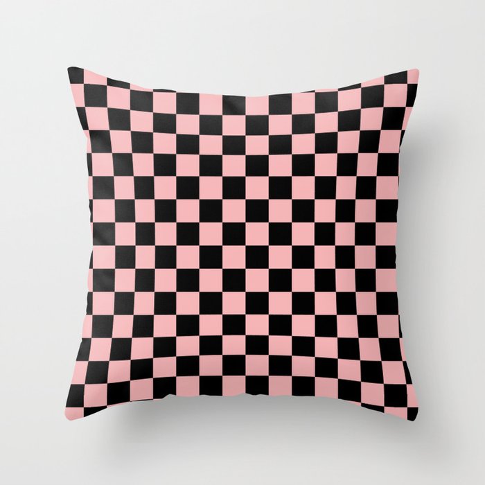 Pink and Black Checkered Checkerboard Check Pattern Throw Pillow Gallery Image 6