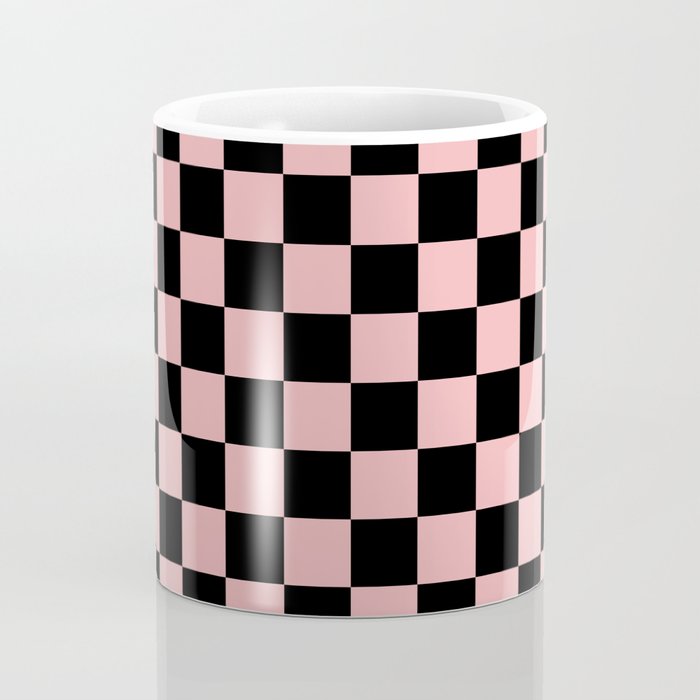 Pink and Black Checkered Checkerboard Check Pattern Coffee Mug Gallery Image 4
