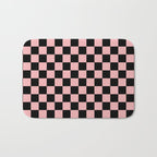 Pink and Black Checkered Checkerboard Check Pattern Bath Mat Gallery Image 1