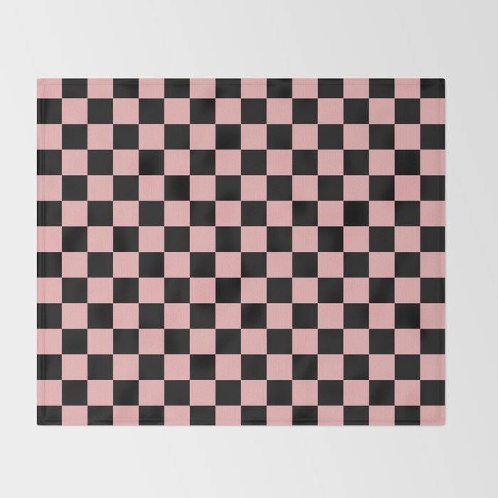 Pink and Black Checkered Checkerboard Check Pattern Throw Blanket Gallery Image 2