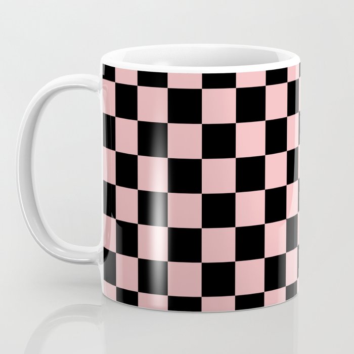 Pink and Black Checkered Checkerboard Check Pattern Coffee Mug Gallery Image 3