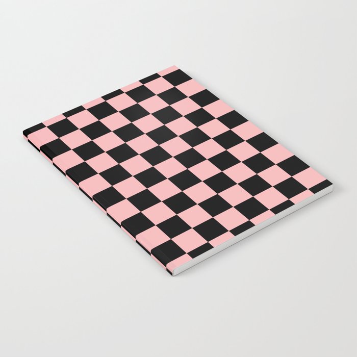 Pink and Black Checkered Checkerboard Check Pattern Notebook Gallery Image 2