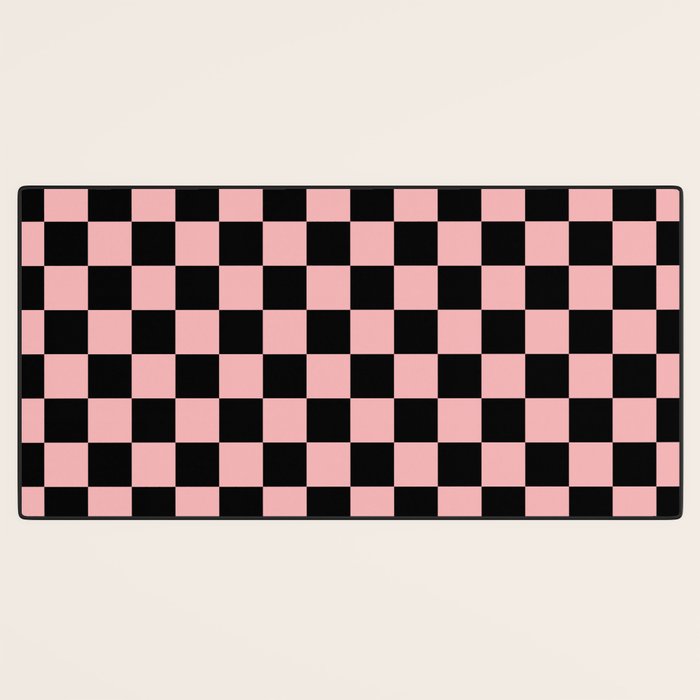 Pink and Black Checkered Checkerboard Check Pattern Desk Mat Gallery Image 3