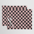Pink and Black Checkered Checkerboard Check Pattern Placemat Gallery Image 1
