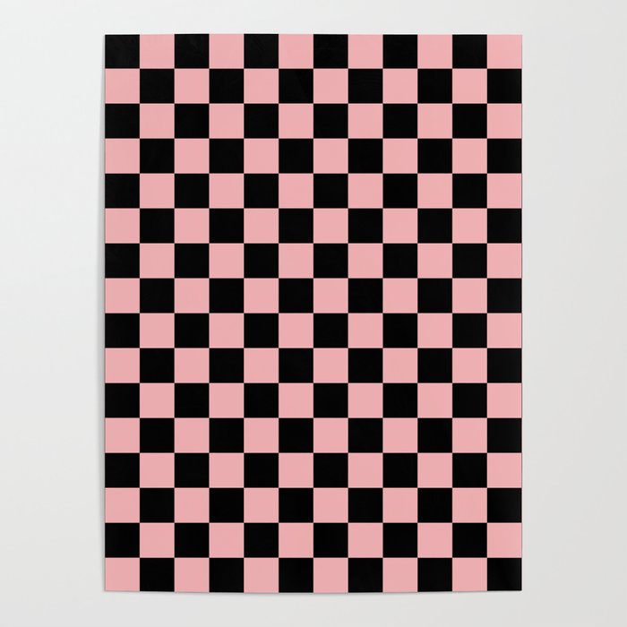 Pink and Black Checkered Checkerboard Check Pattern Poster Gallery Image 4