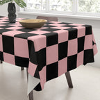 Pink and Black Checkered Checkerboard Check Pattern Tablecloth Gallery Image 3