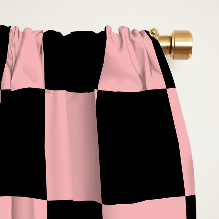 Pink and Black Checkered Checkerboard Check Pattern Window Curtain Gallery Image 2