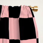 Pink and Black Checkered Checkerboard Check Pattern Window Curtain Gallery Image 2