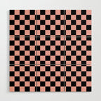 Pink and Black Checkered Checkerboard Check Pattern Wood Wall Art Gallery Image 1