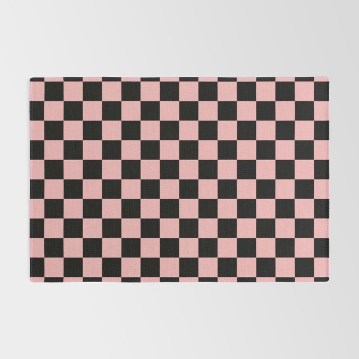 Pink and Black Checkered Checkerboard Check Pattern Rug Gallery Image 2
