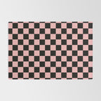 Pink and Black Checkered Checkerboard Check Pattern Rug Gallery Image 2