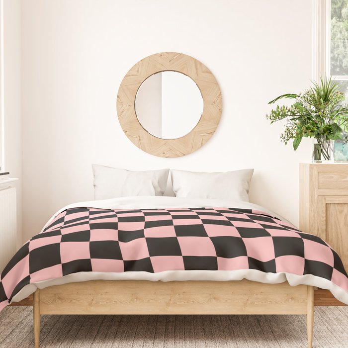 Pink and Black Checkered Checkerboard Check Pattern Duvet Cover Gallery Image 3