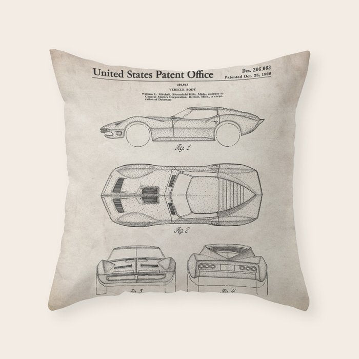 Classic Car Patent - American Car Art - Antique Throw Pillow Gallery Image 6