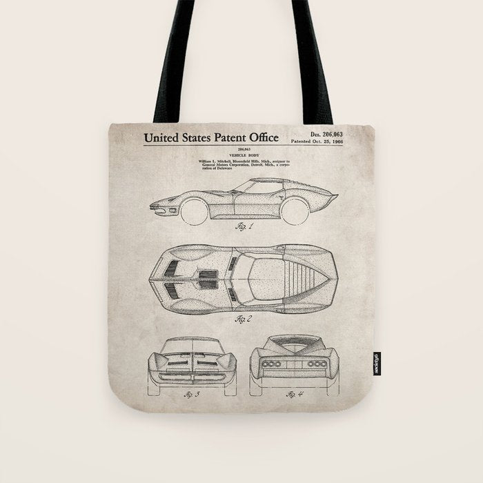Classic Car Patent - American Car Art - Antique Tote Bag Gallery Image 1