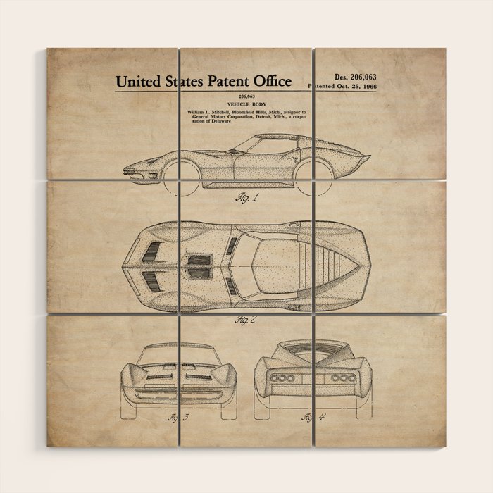 Classic Car Patent - American Car Art - Antique Wood Wall Art Gallery Image 1