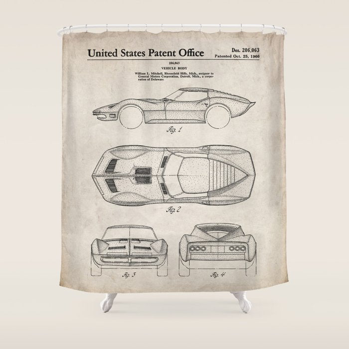 Classic Car Patent - American Car Art - Antique Shower Curtain Gallery Image 1