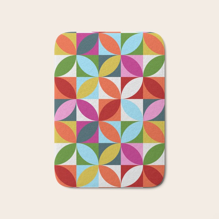 Colorful Retro Pattern Bath Mat Gallery Image 1