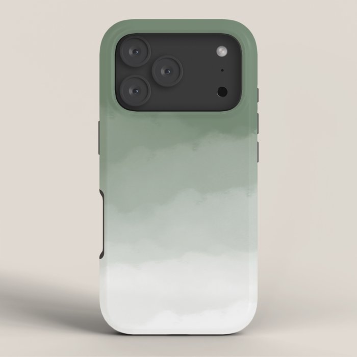 Sage Green Watercolor Ombre (sage green/white) iPhone Case Gallery Image 3