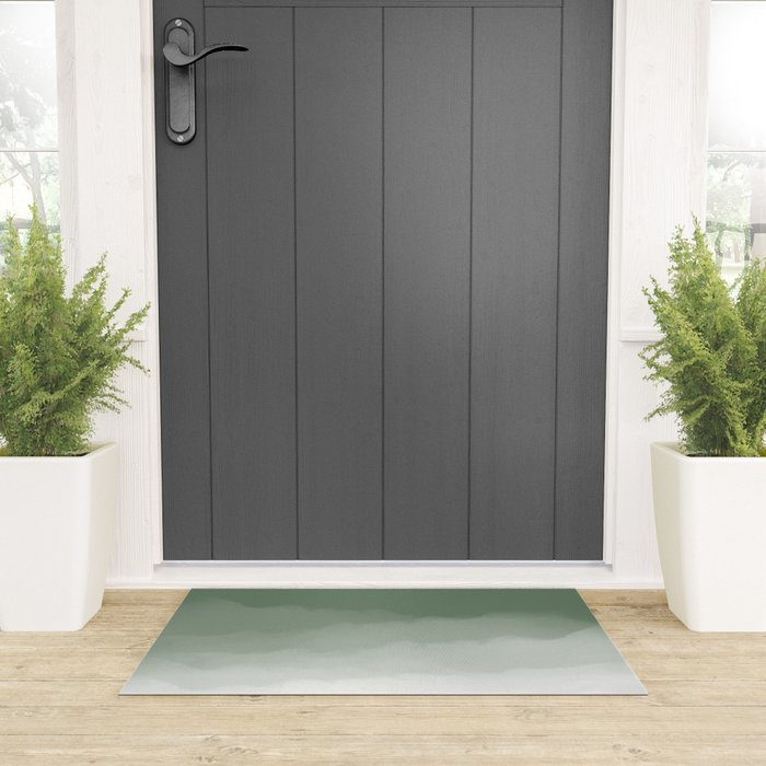 Sage Green Watercolor Ombre (sage green/white) Welcome Mat Gallery Image 3