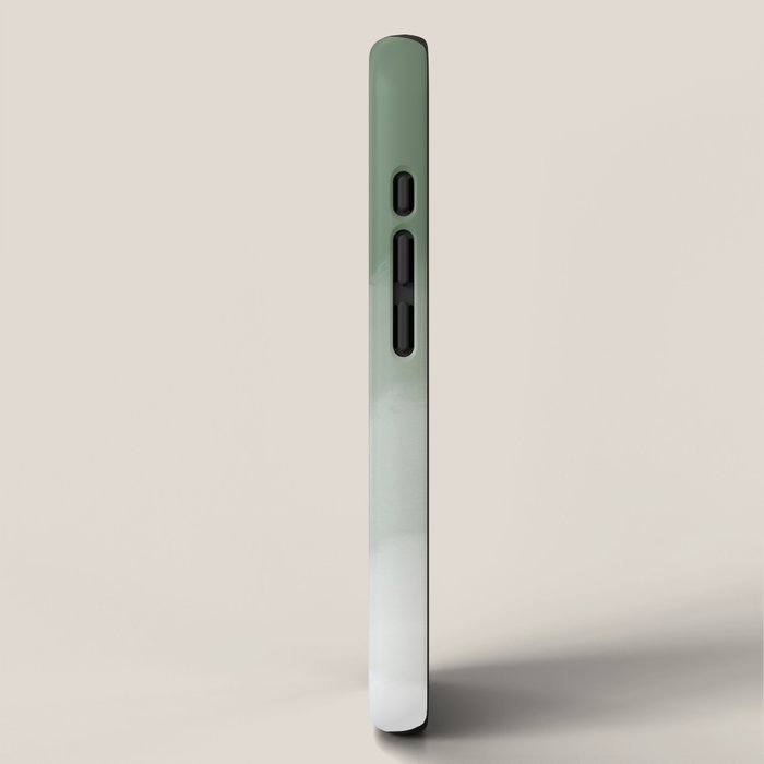 Sage Green Watercolor Ombre (sage green/white) iPhone Case Gallery Image 2