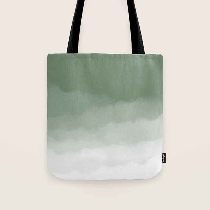 Sage Green Watercolor Ombre (sage green/white) Tote Bag Gallery Image 1