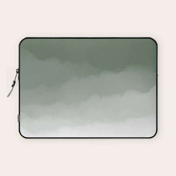 Sage Green Watercolor Ombre (sage green/white) Laptop Sleeve Gallery Image 1