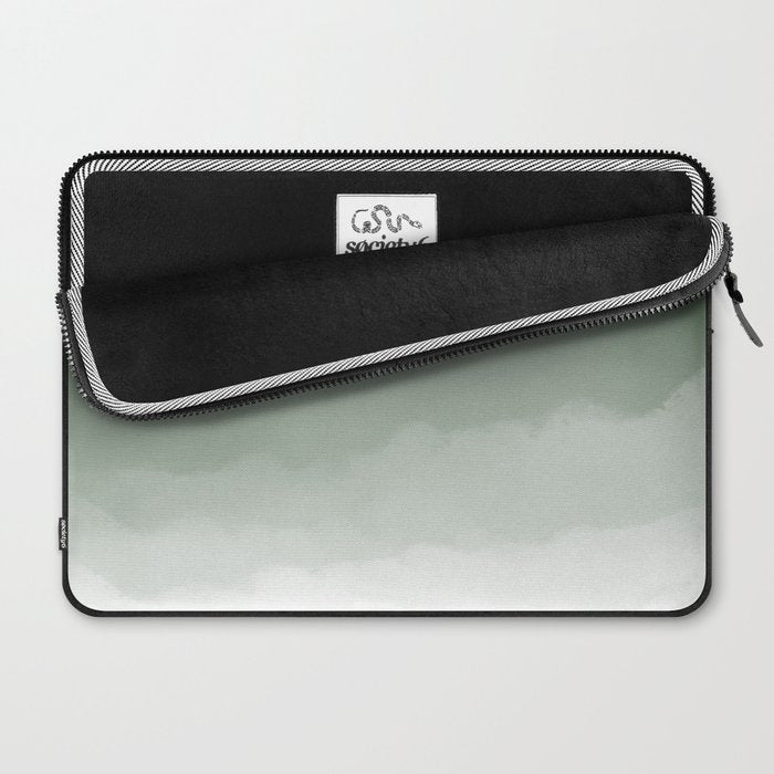 Sage Green Watercolor Ombre (sage green/white) Laptop Sleeve Gallery Image 2