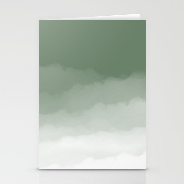 Sage Green Watercolor Ombre (sage green/white) Stationery Card Gallery Image 2