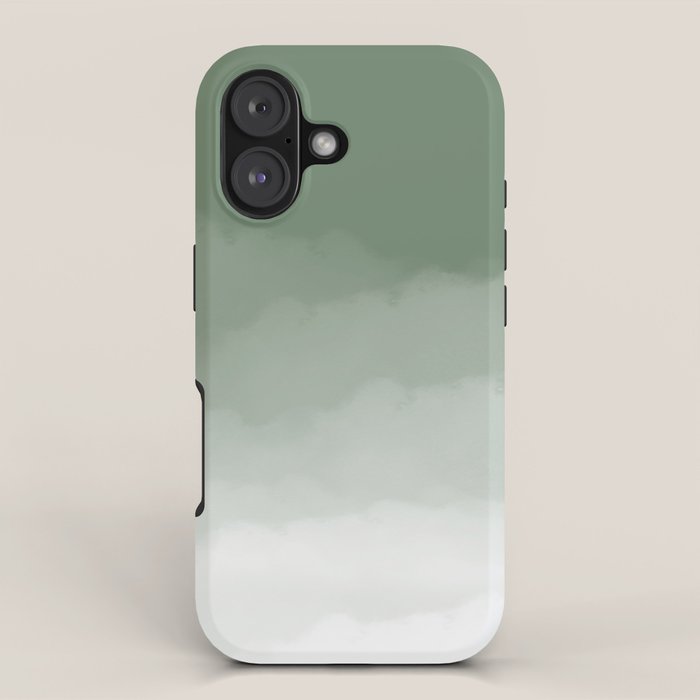 Sage Green Watercolor Ombre (sage green/white) iPhone Case Gallery Image 1