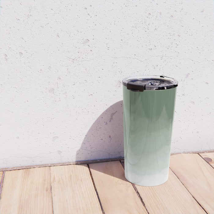 Sage Green Watercolor Ombre (sage green/white) Travel Mug Gallery Image 4