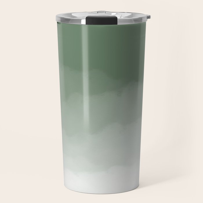 Sage Green Watercolor Ombre (sage green/white) Travel Mug Gallery Image 1