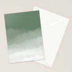 Sage Green Watercolor Ombre (sage green/white) Stationery Card Gallery Image 2
