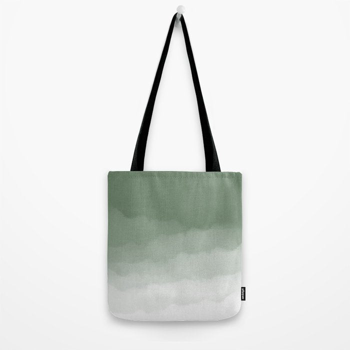 Sage Green Watercolor Ombre (sage green/white) Tote Bag Gallery Image 2